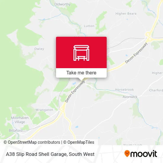 A38 Slip Road Shell Garage map