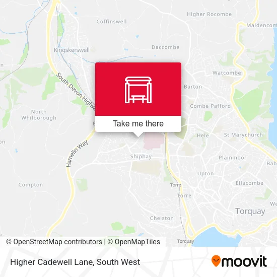 Higher Cadewell Lane map