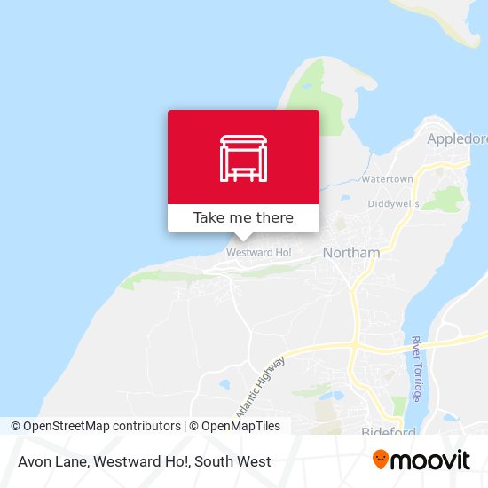 Avon Lane, Westward Ho! map
