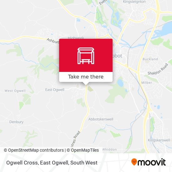 Ogwell Cross, East Ogwell map