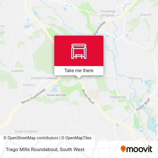 Trago Mills Roundabout map
