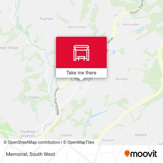 Memorial, Chudleigh map