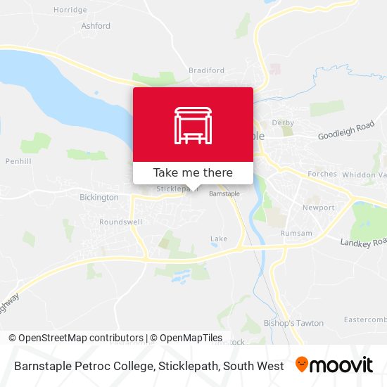 Barnstaple Petroc College, Sticklepath map