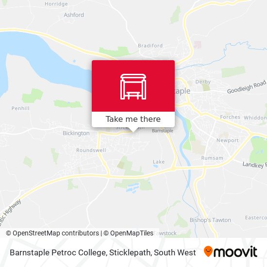 Barnstaple Petroc College, Sticklepath map