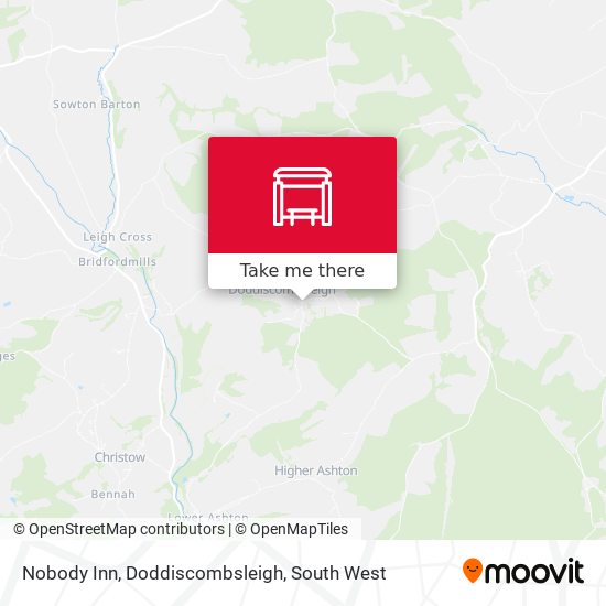 Nobody Inn, Doddiscombsleigh map
