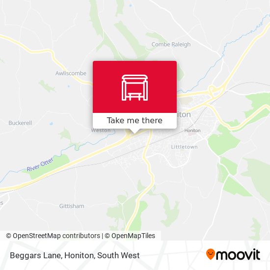 Beggars Lane, Honiton map