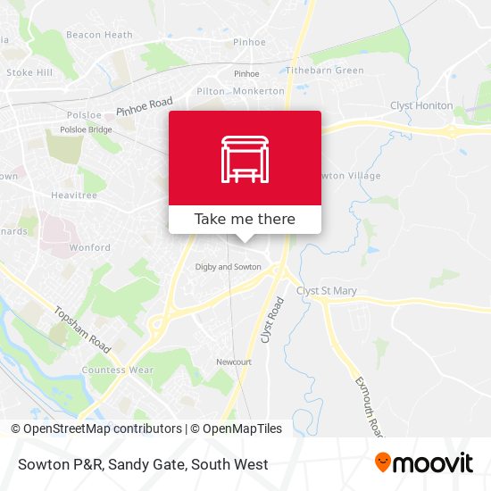 Sowton P&R, Sandy Gate map