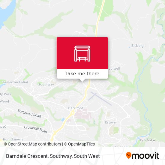 Barndale Crescent, Southway map