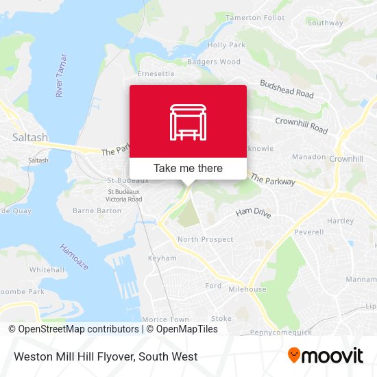 Weston Mill Hill Flyover map