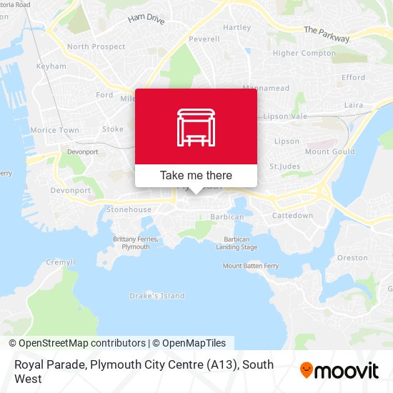 Royal Parade A13, Plymouth City Centre map