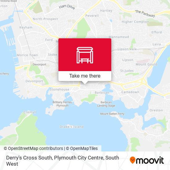 Derry's Cross South, Plymouth City Centre map