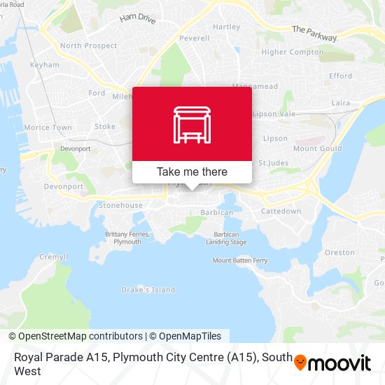 Royal Parade A15, Plymouth City Centre map