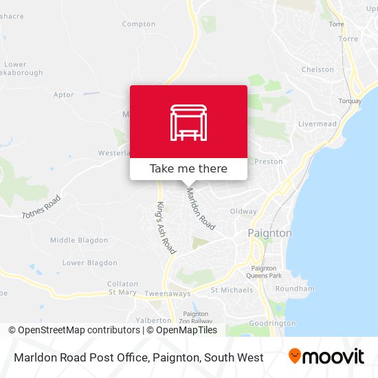 Marldon Road Post Office, Paignton map