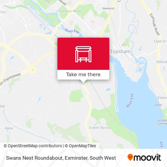 Swans Nest Roundabout, Exminster map