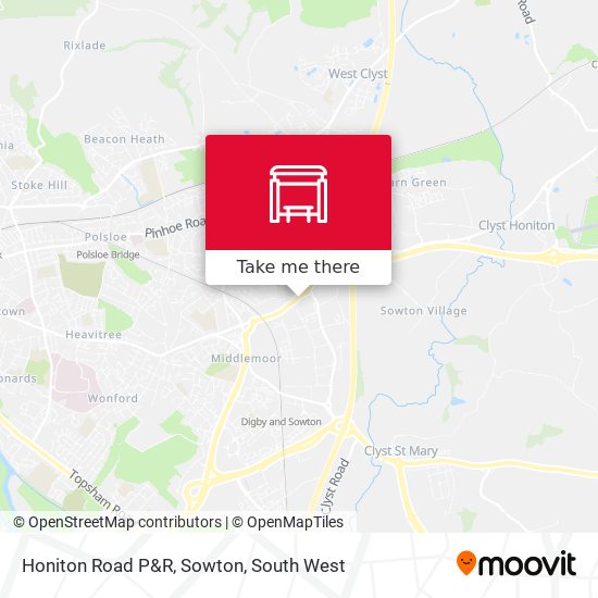 Honiton Road P&R, Sowton map