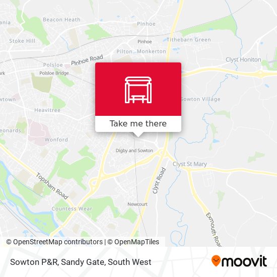 Sowton P&R, Sandy Gate map