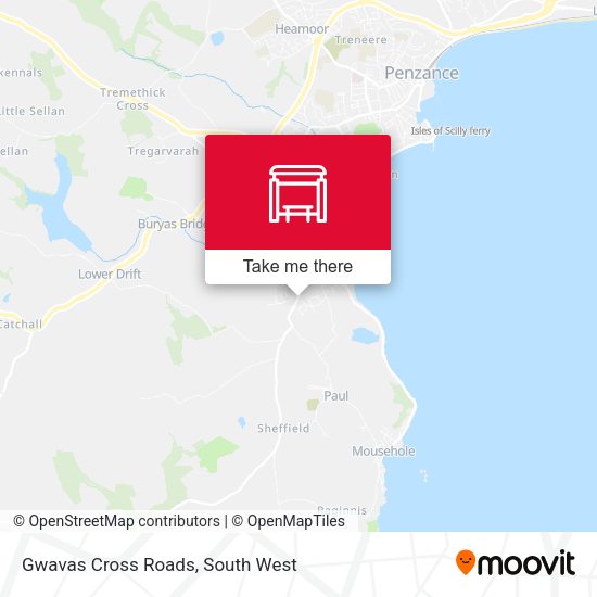 Gwavas Cross Roads map