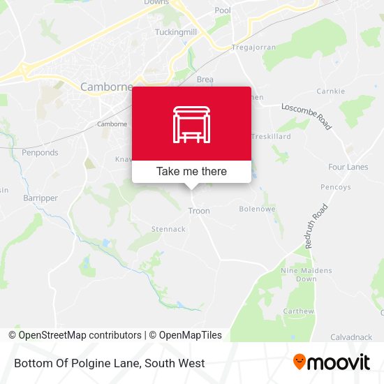 Bottom Of Polgine Lane map