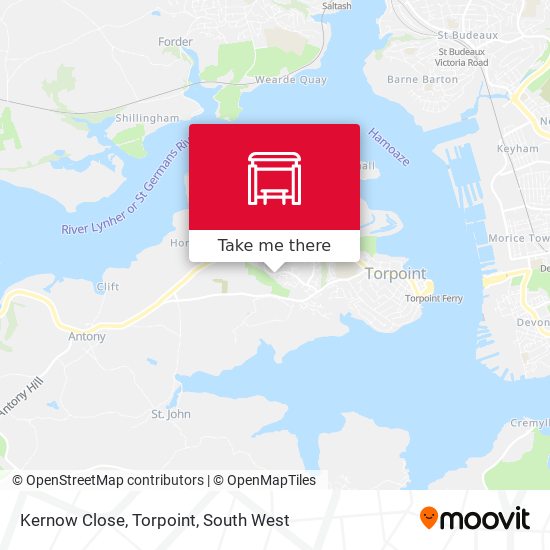 Kernow Close, Torpoint map