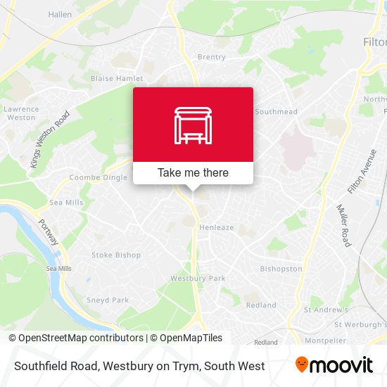 Southfield Road, Westbury on Trym map