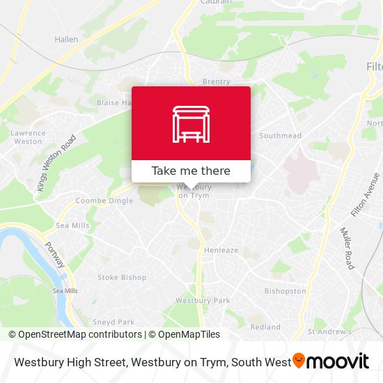 Westbury High Street, Westbury on Trym map