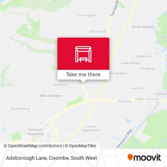 Adsborough Lane, Coombe map