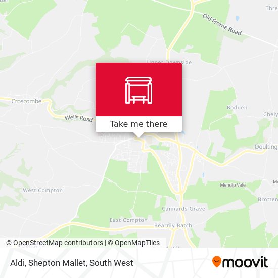 Aldi, Shepton Mallet map