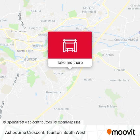 Ashbourne Crescent, Taunton map