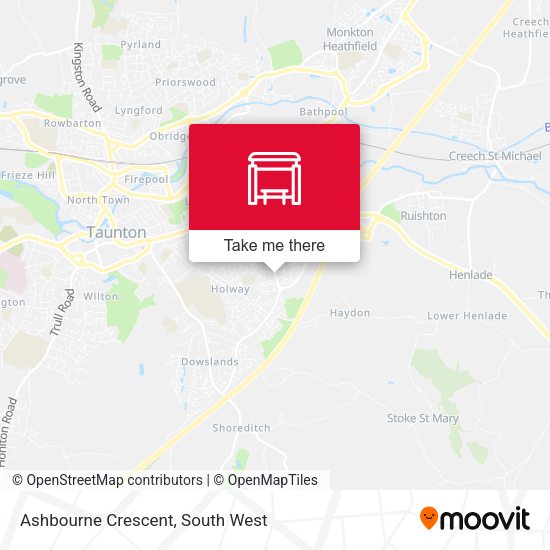 Ashbourne Crescent, Taunton map