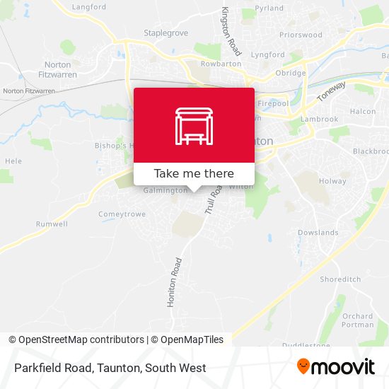 Parkfield Road, Taunton map