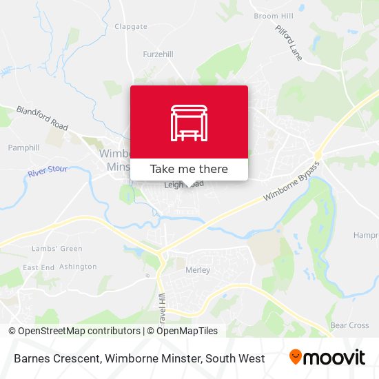 Barnes Crescent, Wimborne Minster map