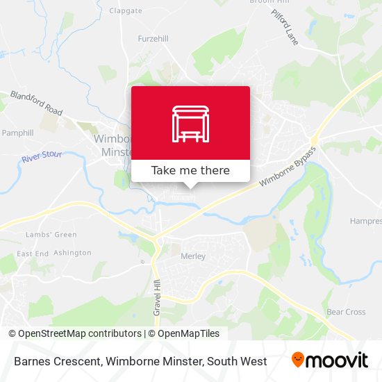 Barnes Crescent, Wimborne Minster map