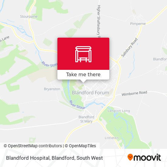 Blandford Hospital, Blandford map