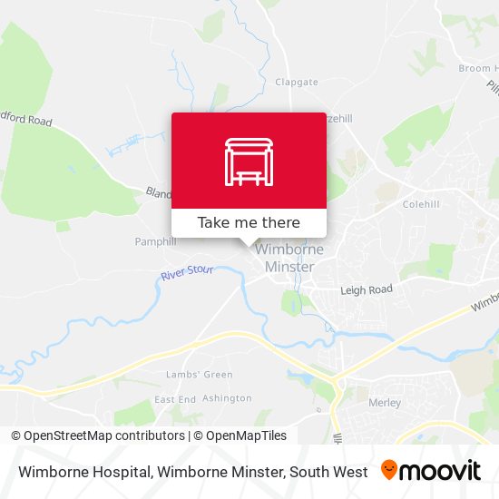 Wimborne Hospital, Wimborne Minster map