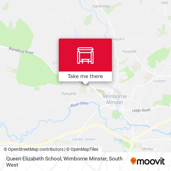 Queen Elizabeth School, Wimborne Minster map