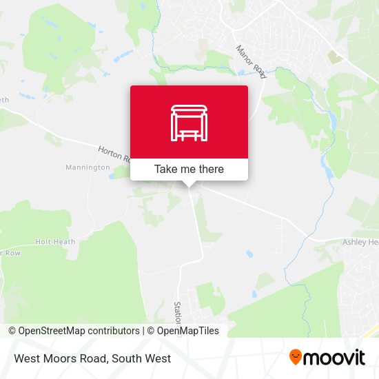 West Moors Road map