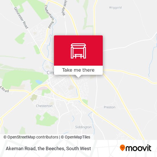 Akeman Road, the Beeches map