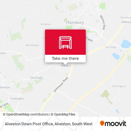 Alveston Down Post Office, Alveston map