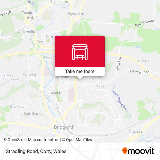 Stradling Road, Coity map