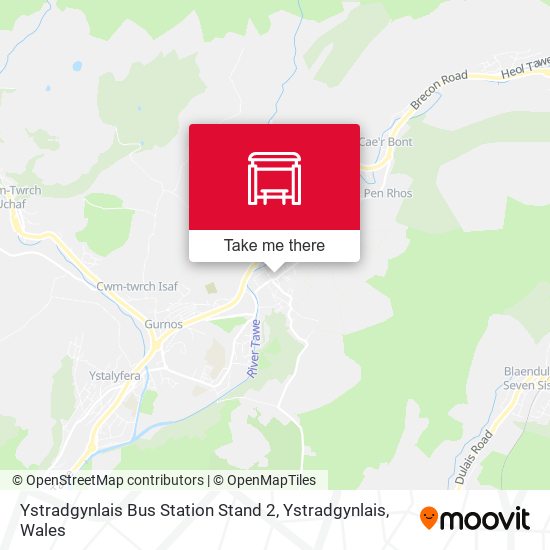 Ystradgynlais Bus Station Stand 2, Ystradgynlais map