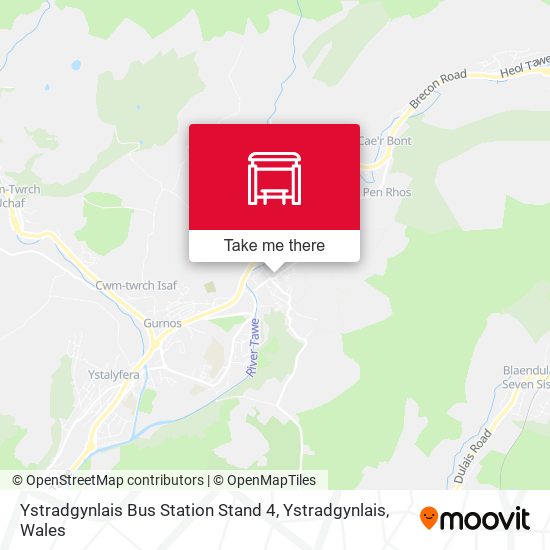 Ystradgynlais Bus Station Stand 4, Ystradgynlais map