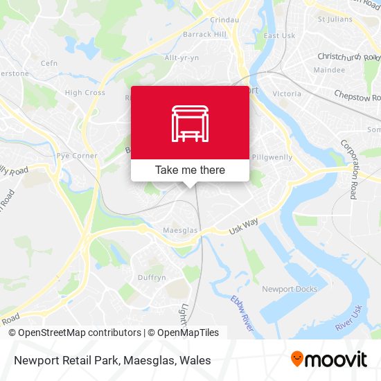 Newport Retail Park, Maesglas map