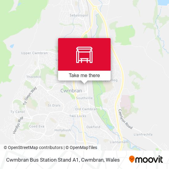 Cwmbran Bus Station Stand A1, Cwmbran map