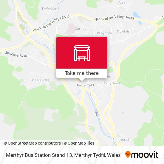 Merthyr Bus Station Stand 13, Merthyr Tydfil map