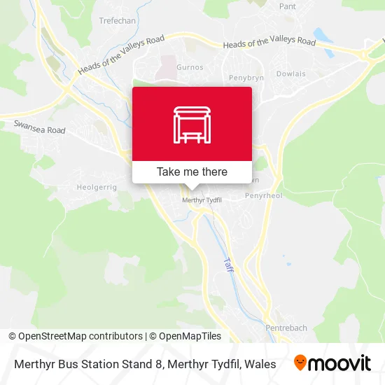Merthyr Bus Station Stand 8, Merthyr Tydfil map