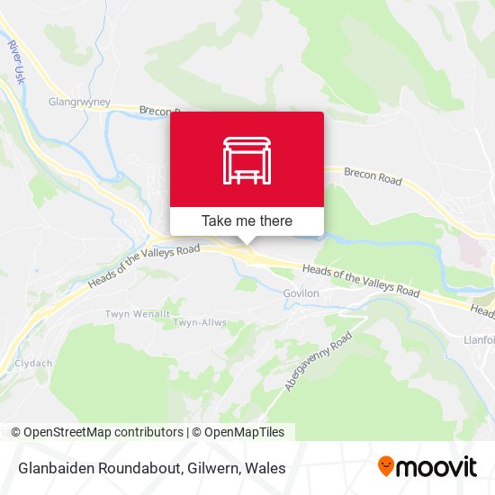 Glanbaiden Roundabout, Gilwern map