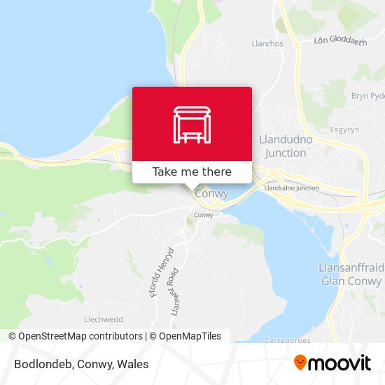 Bodlondeb, Conwy map