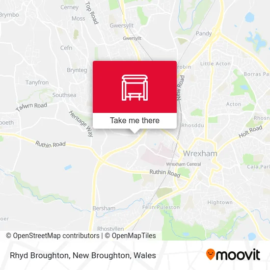 Rhyd Broughton, New Broughton map