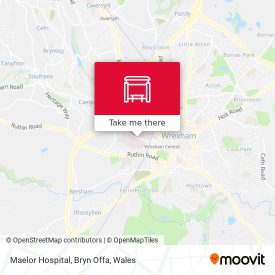 Maelor Hospital, Bryn Offa map