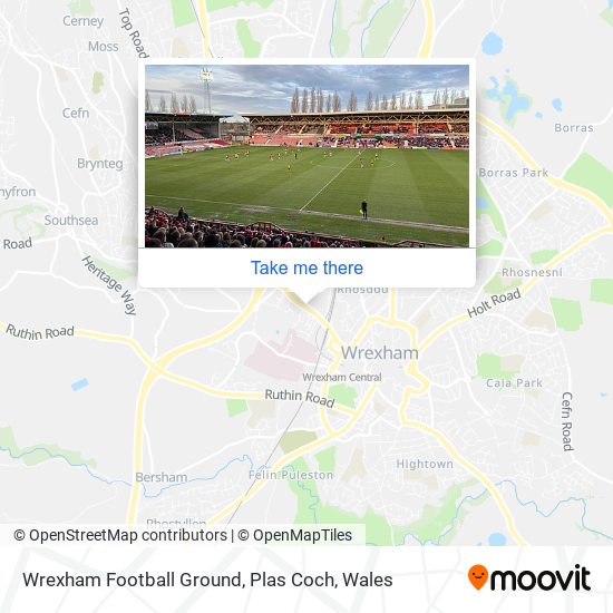 Wrexham Football Ground, Plas Coch map